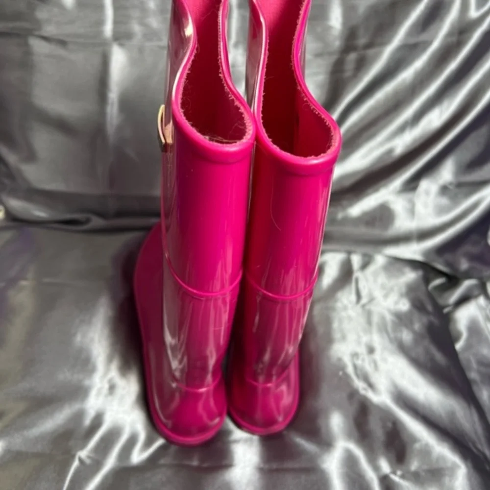 Furla Tall Rain Boots Women’s‎ Size 10.5 Pink Rubber Waterproof Gardening Preppy